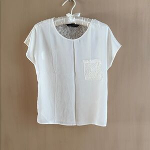 Zara Woman’s White Lace Accent Blouse